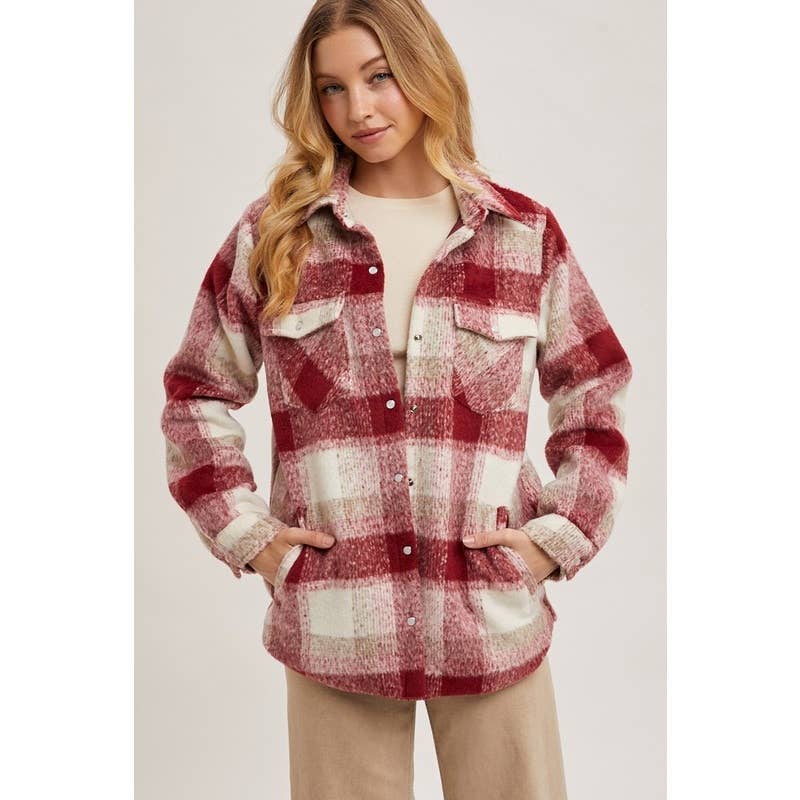 PLAID SHACKET: MOCHA COMBO / M