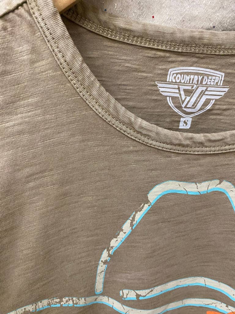 Fort Worth Rodeo 1987 vintage Muscle Crop Top : Small Faded Brown