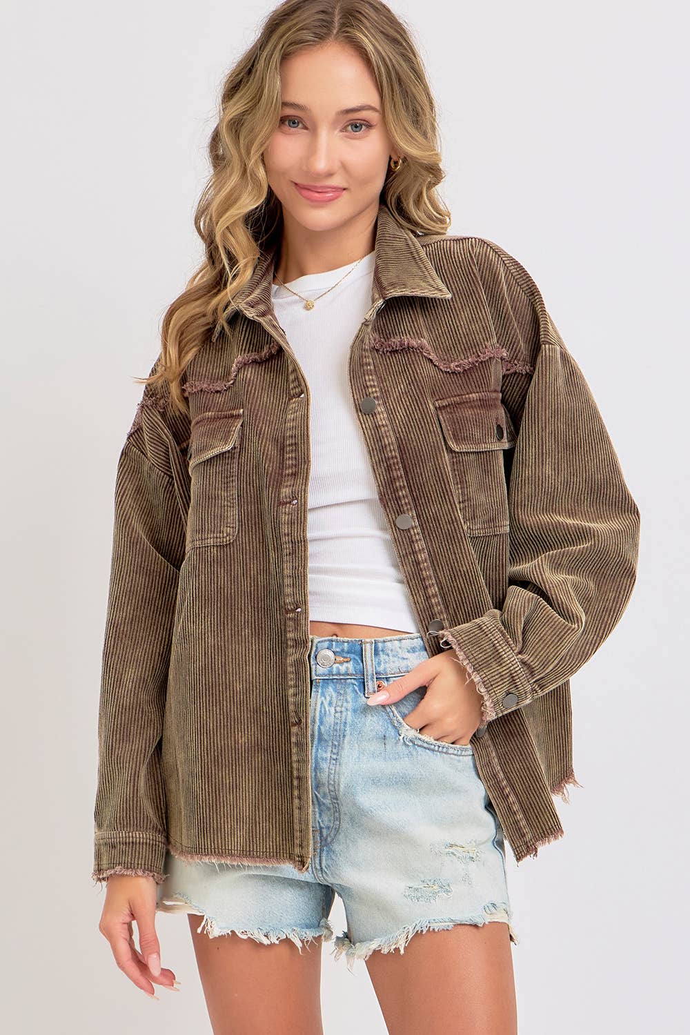 SHACKET MINERAL WASHED CORDUROY: CAMEL / Contemporary / M