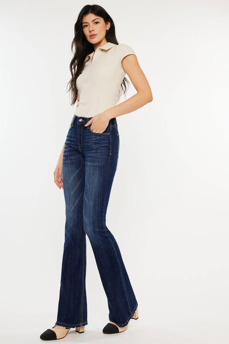 OPEN PACK MID RISE FLARE JEANS-KC6102LOH: DARK / 11/29