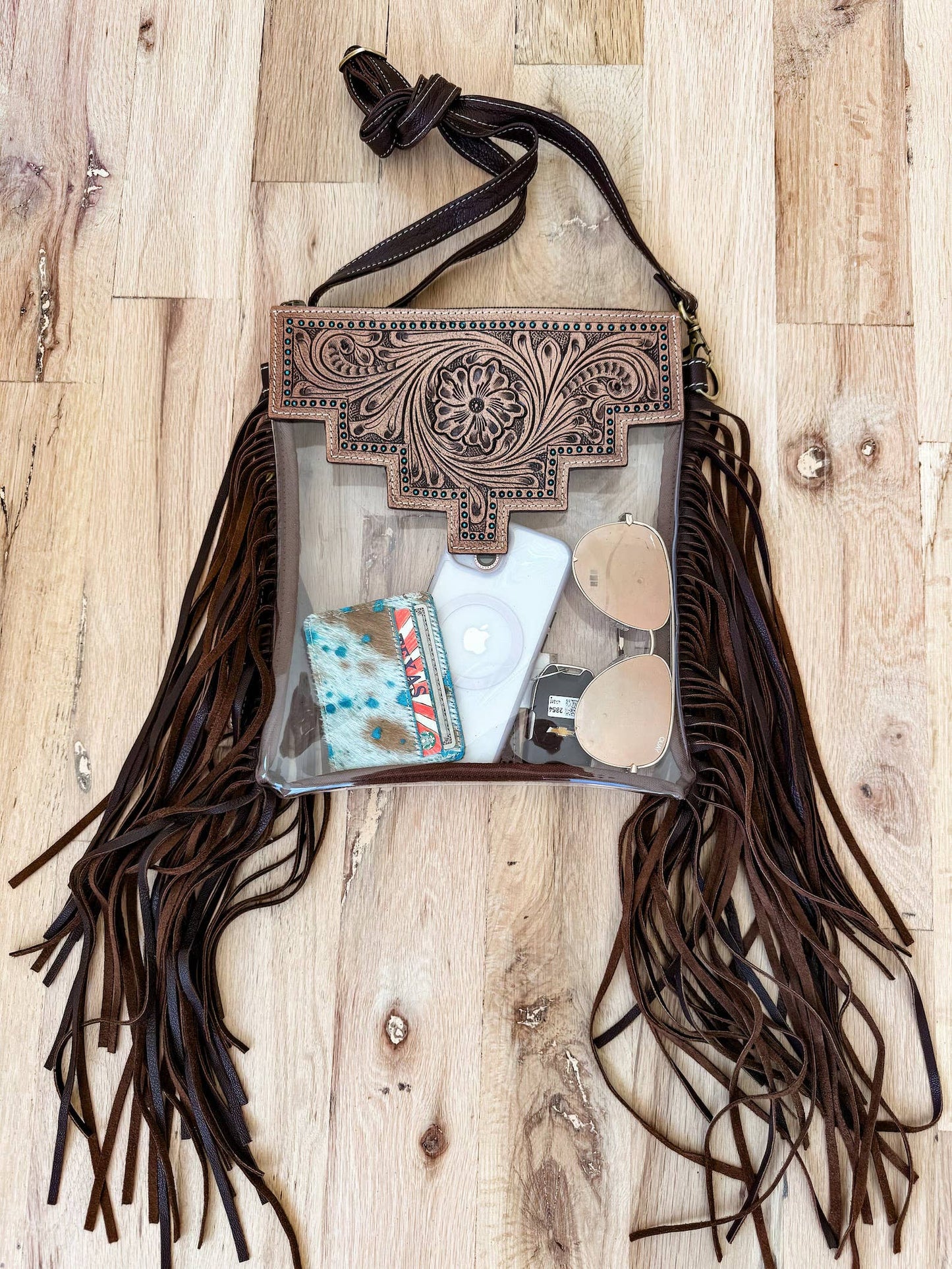 SHAYNE LARGE - Hand Tooled Clear Crossbody Concert bag