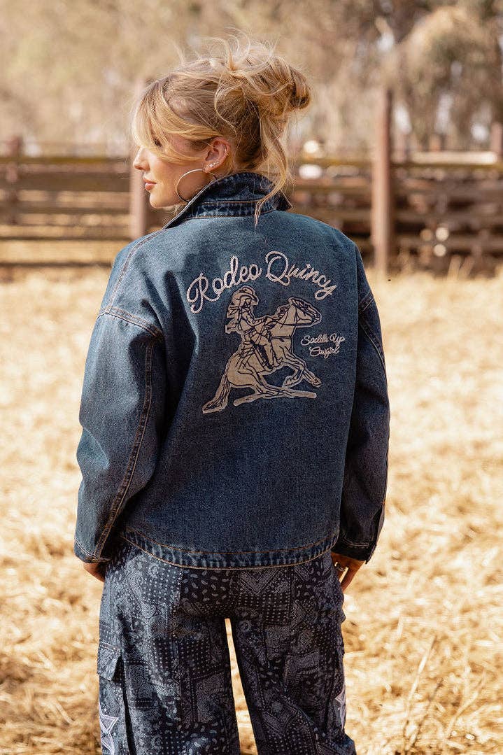 Saddle Up Cowgirl Denim Jacket: L/XL