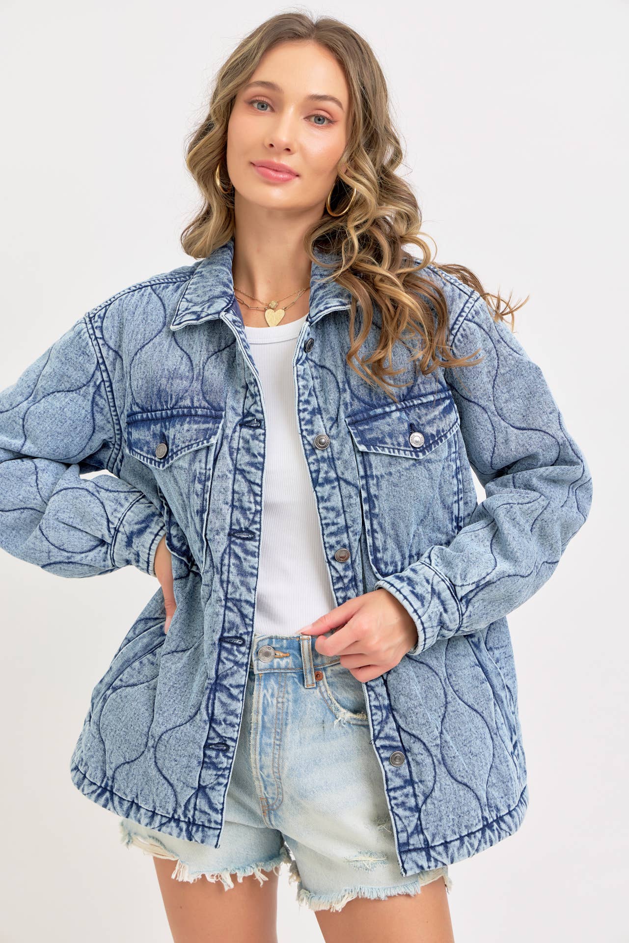 QUILTED DENIM JACKET : DENIM BLUE / Contemporary / L
