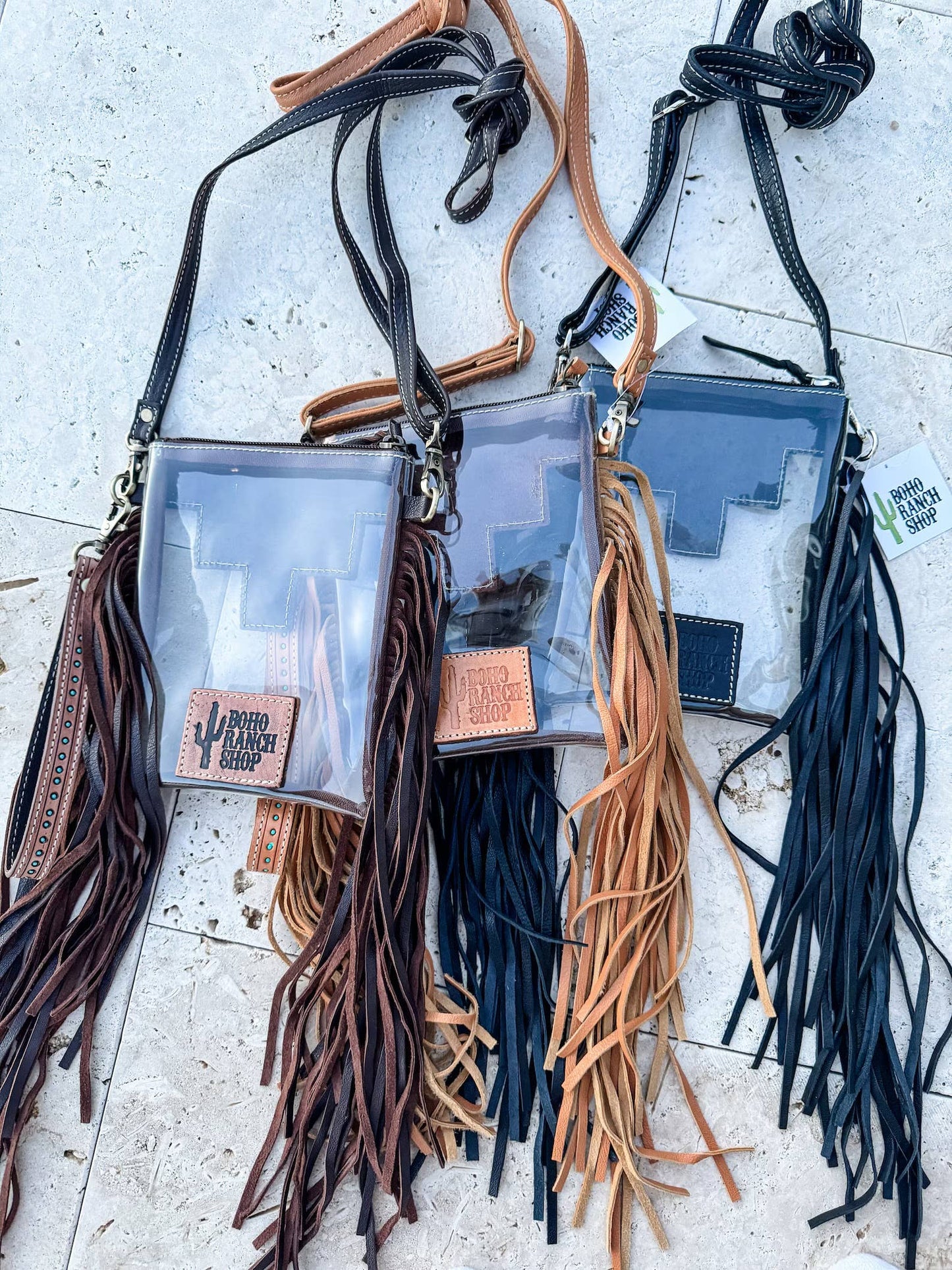 SHAYNE LARGE - Hand Tooled Clear Crossbody Concert bag