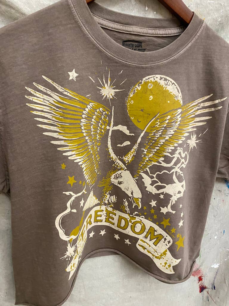 Freedom Vintage Relaxed Crop T-shirt  : Small Charcoal