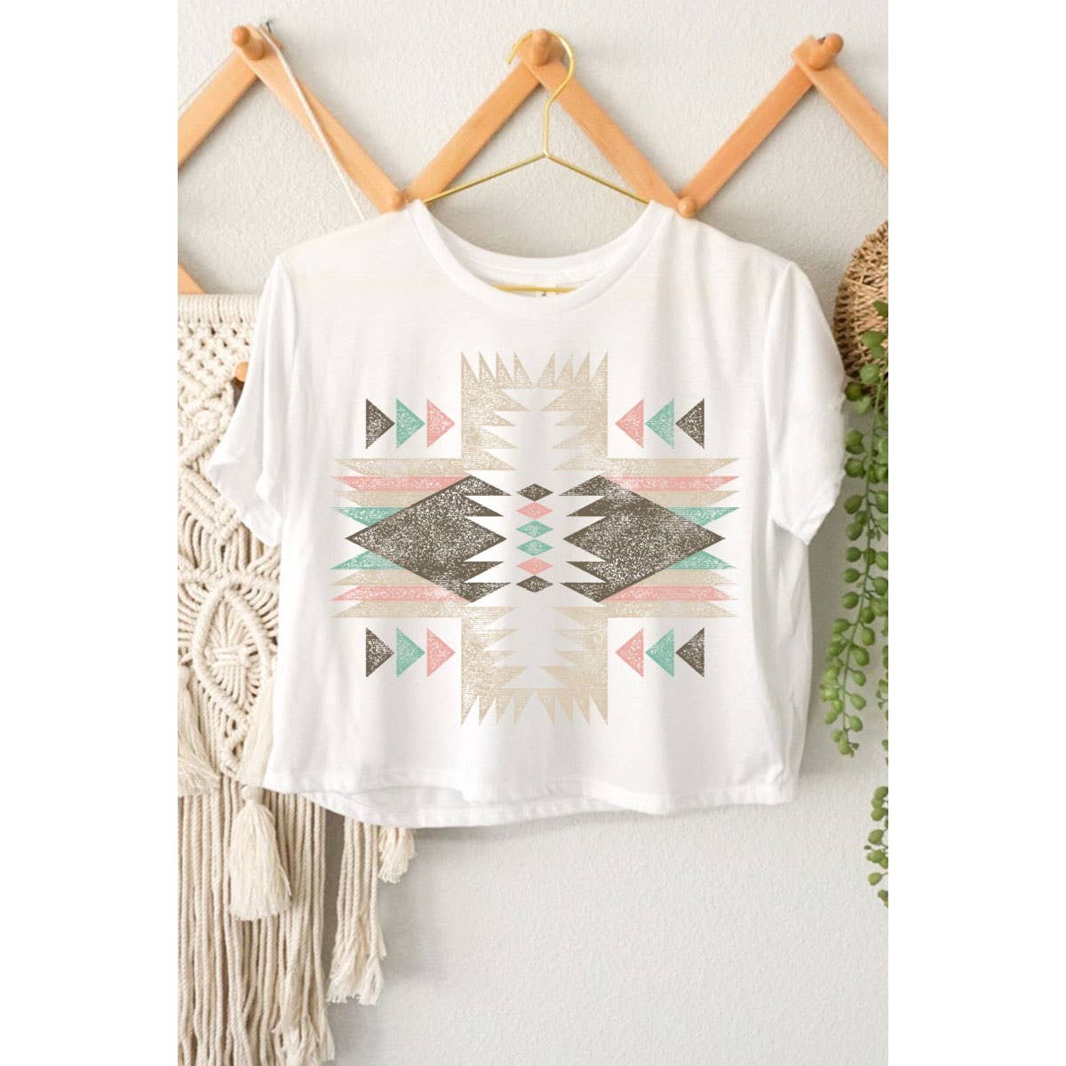 AZTEC GRAPHIC CROP TOP: Black / M
