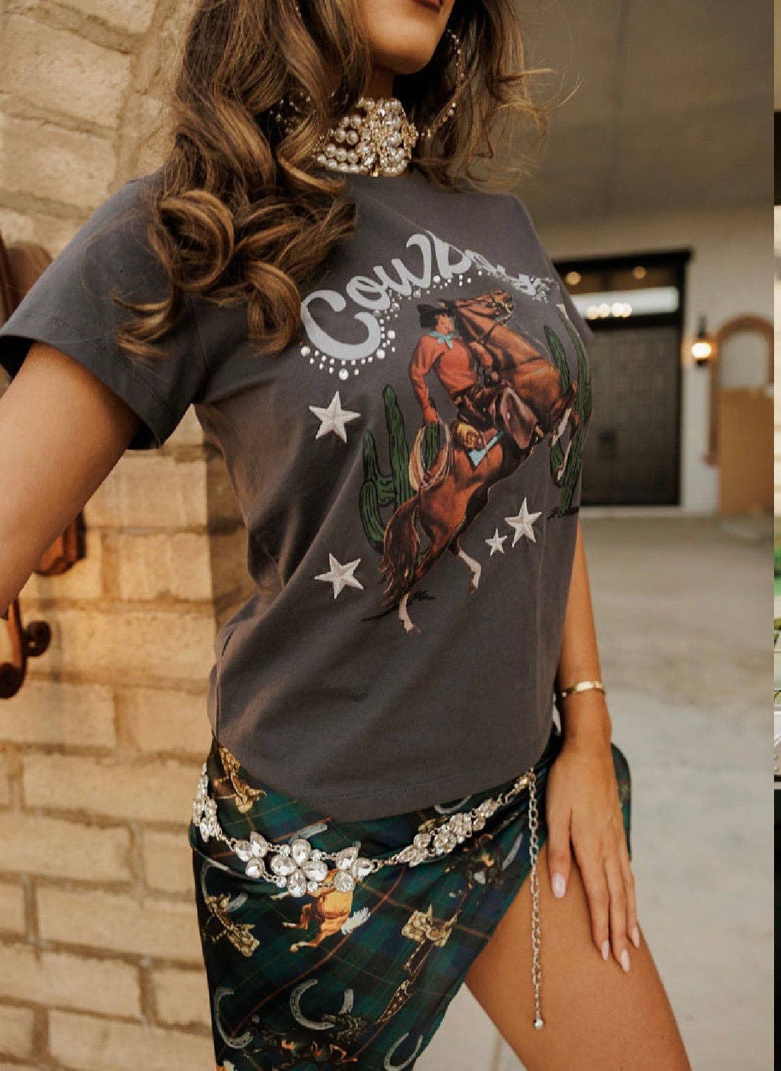 Rhinestone Cowboy Tee: M