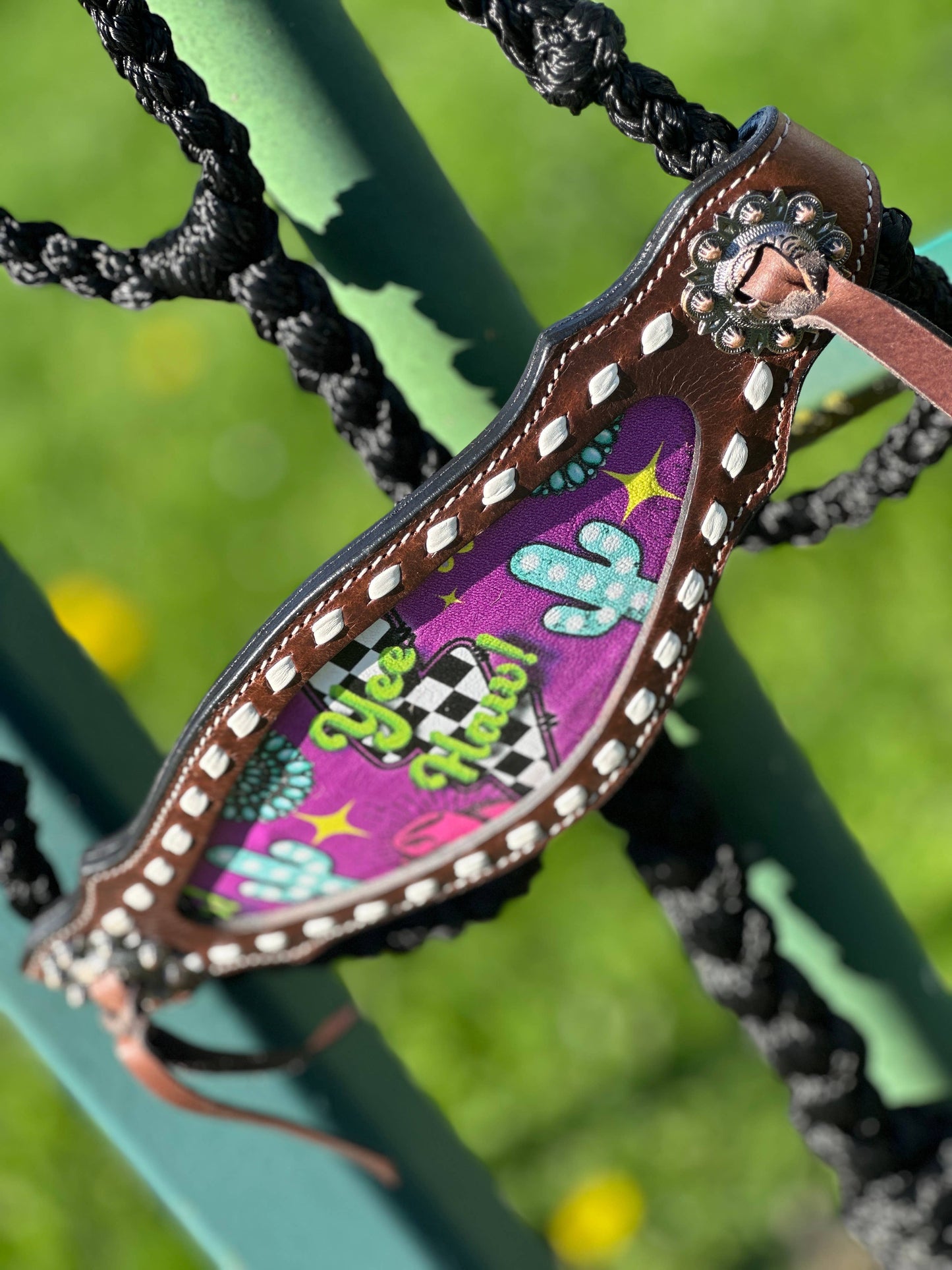 Braided Bronc Halter: Pink Aztec