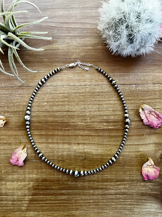 Graduated Sterling Silver Pearls Choker