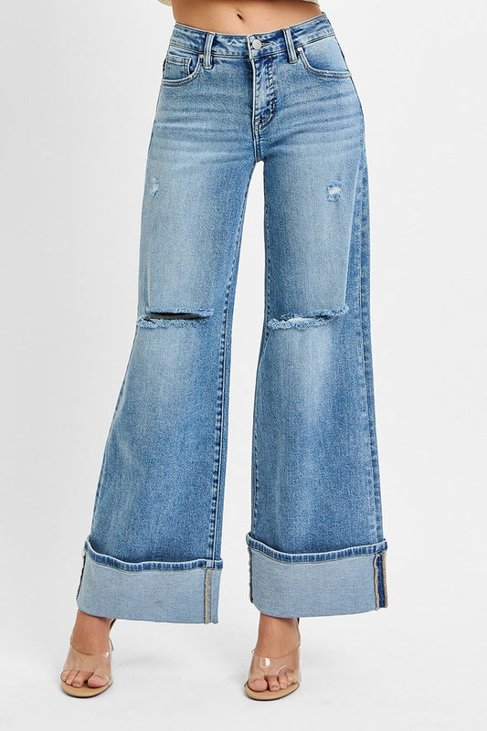 Risen-Cuffed Jeans