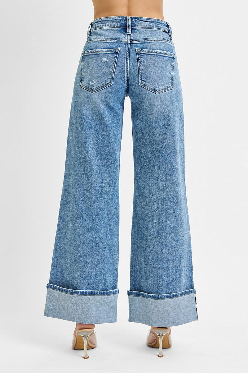 Risen-Cuffed Jeans