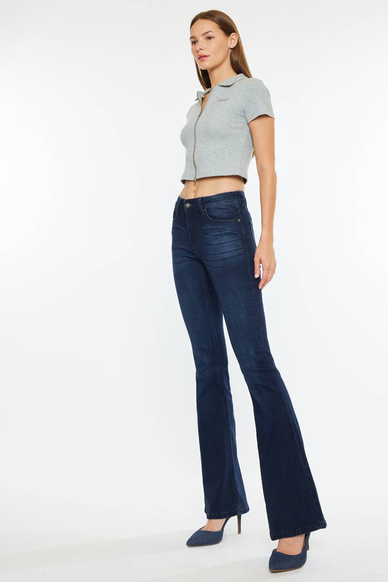 OPEN PACK MID RISE FLARE JEANS-KC6102D-OP: DARK / 7/27