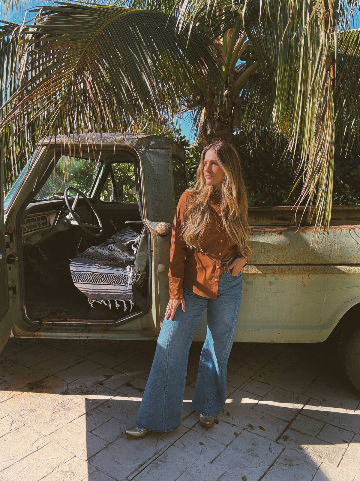 John Wayne Western Pearl Snap Button Up Top In Rust : L