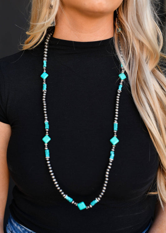 SALE!! 36" Faux Navajo Pearl and Turquoise Necklace with