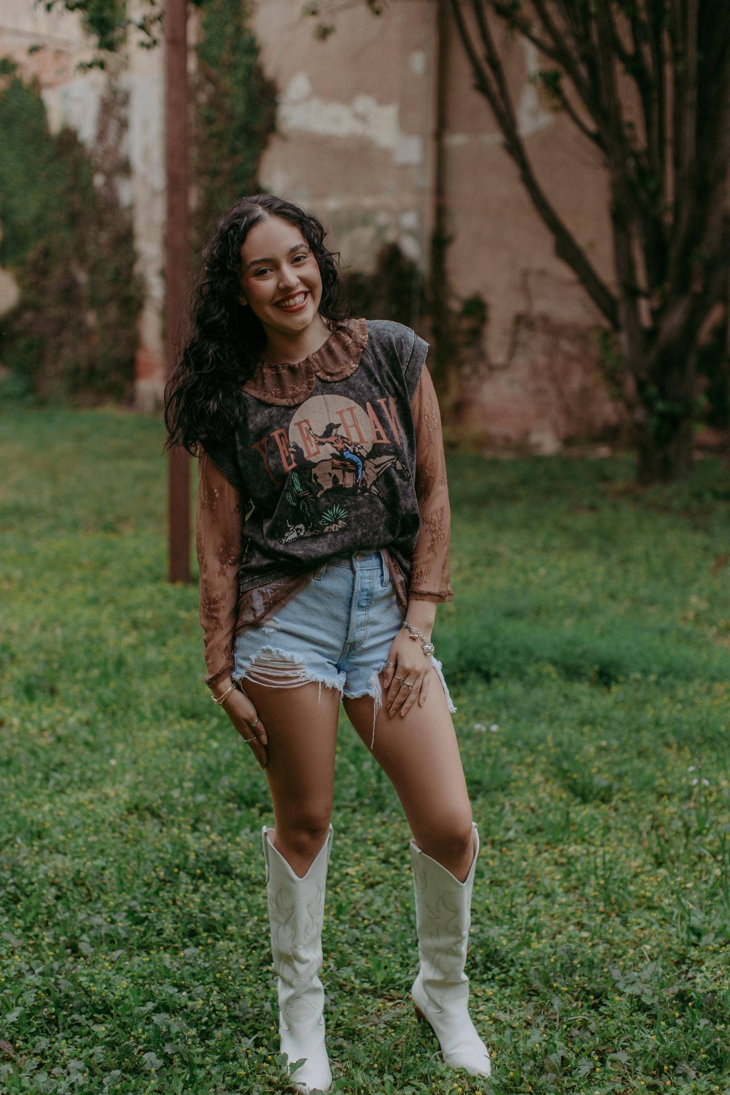 Yee Haw Graphic Tee: Charcoal