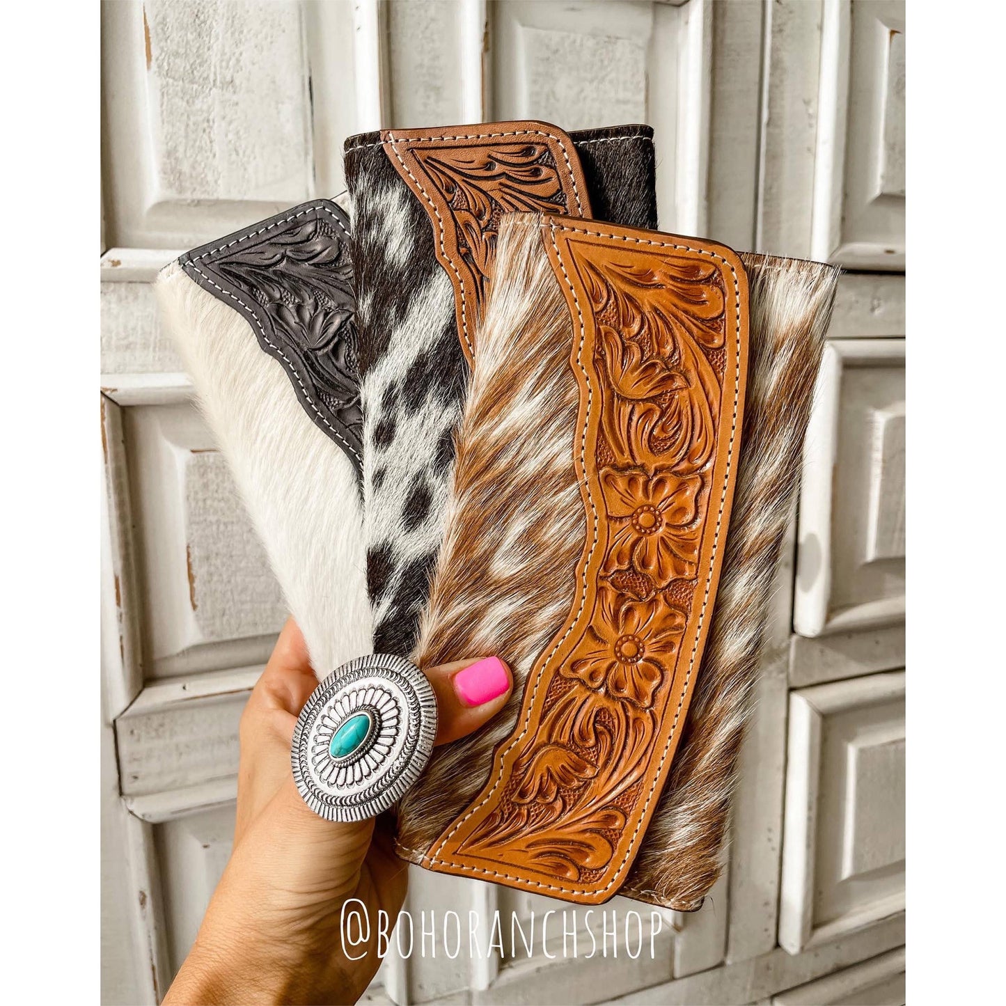 Tooled Leather Wallet Western Genuine Hand Tooled