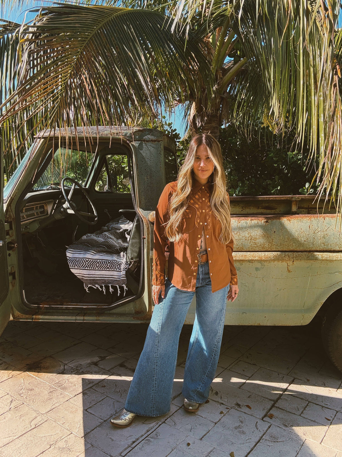 John Wayne Western Pearl Snap Button Up Top In Rust : S