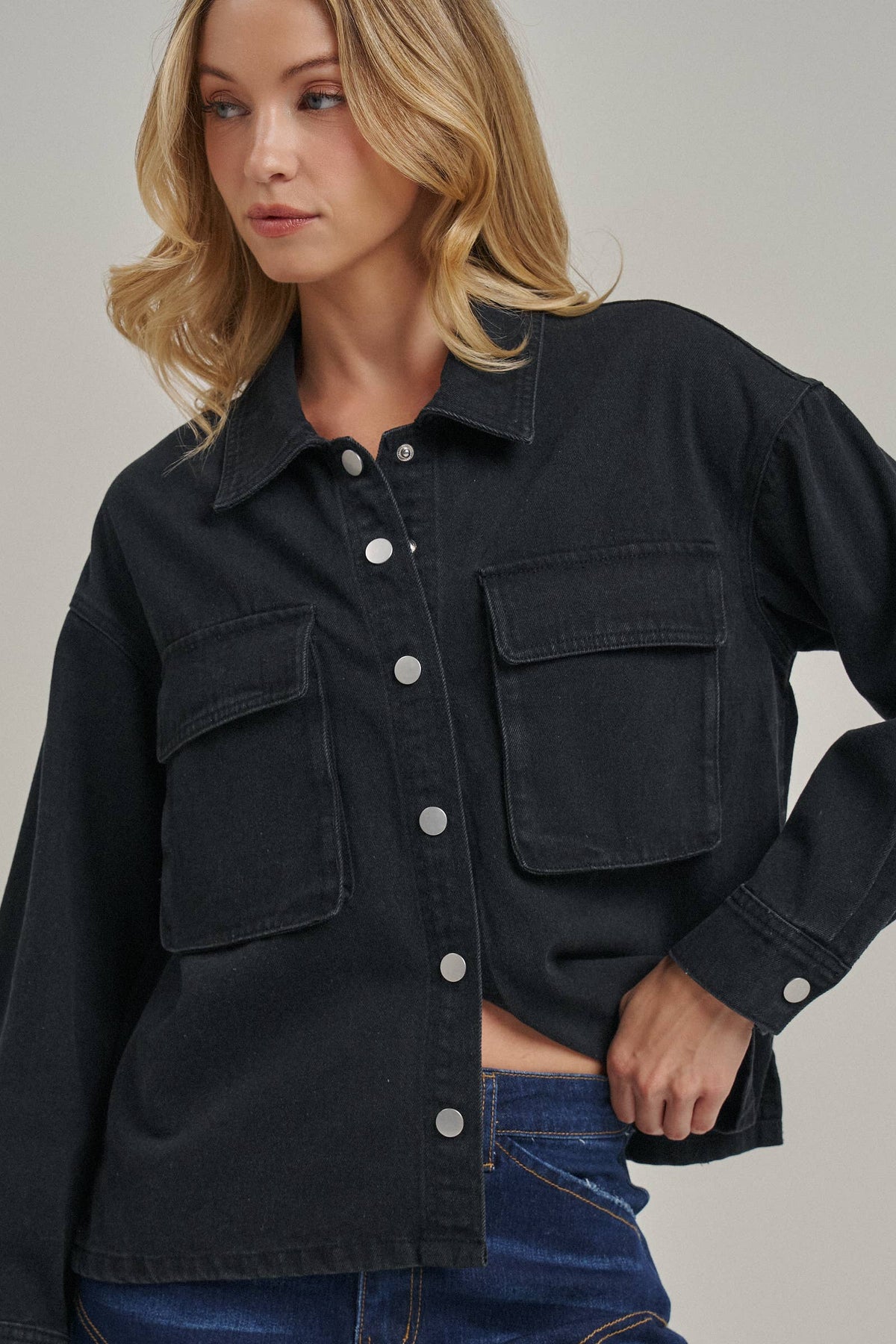 VINTAGE WASHED WESTERN INSPIRED SHACKET _JLT00321-03: VINTAGE TAUPE / S-M-L(2-2-2)