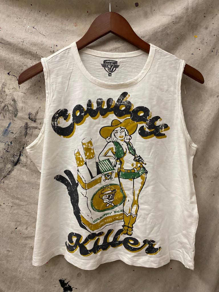 Cowboy Killer Muscle Crop Top  : Medium White