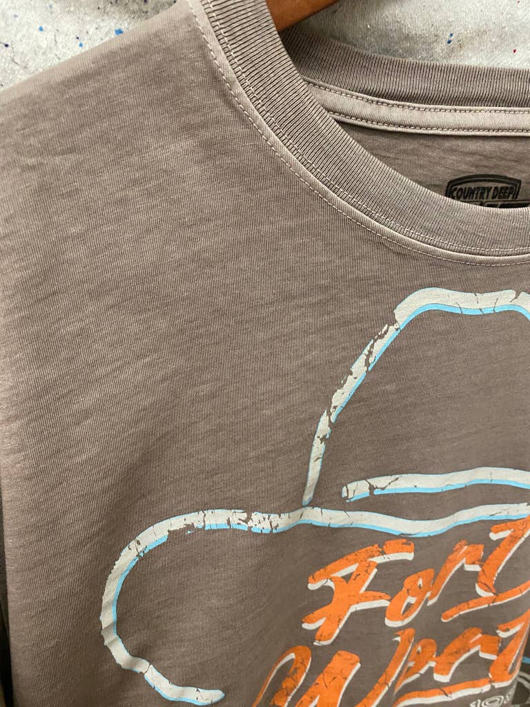 Fort Worth Rodeo 87 Vintage Relaxed Crop T-shirt  : Small Faded Brown