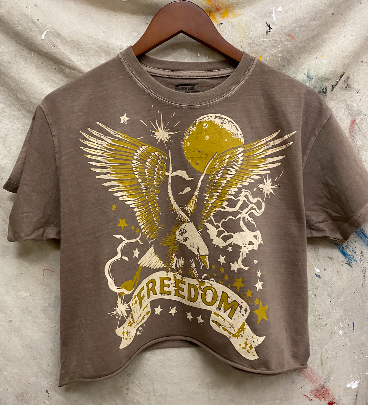 Freedom Vintage Relaxed Crop T-shirt  : Small Charcoal