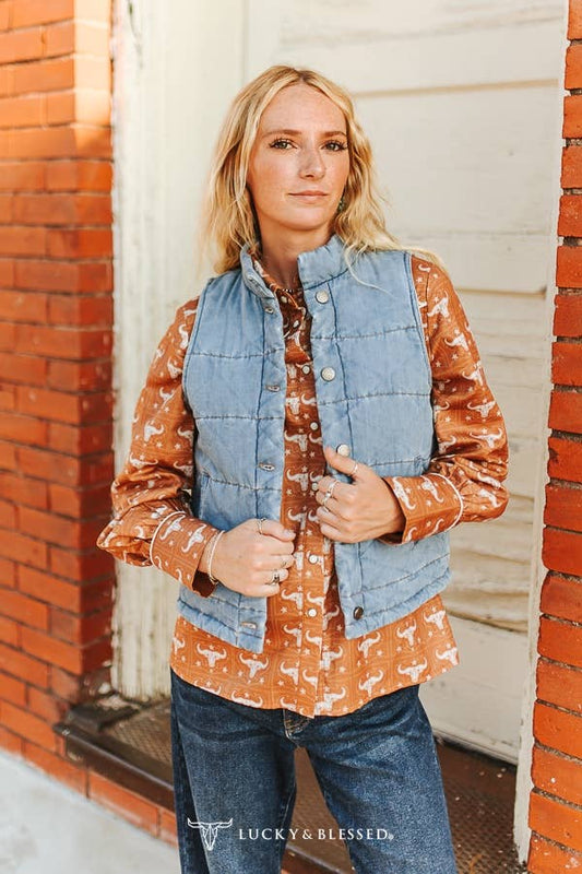 Vintage Acid Wash Sleeveless Puffer Vest: S