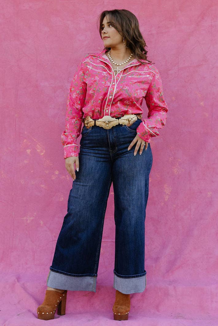 Rebel Rose Button Up: M