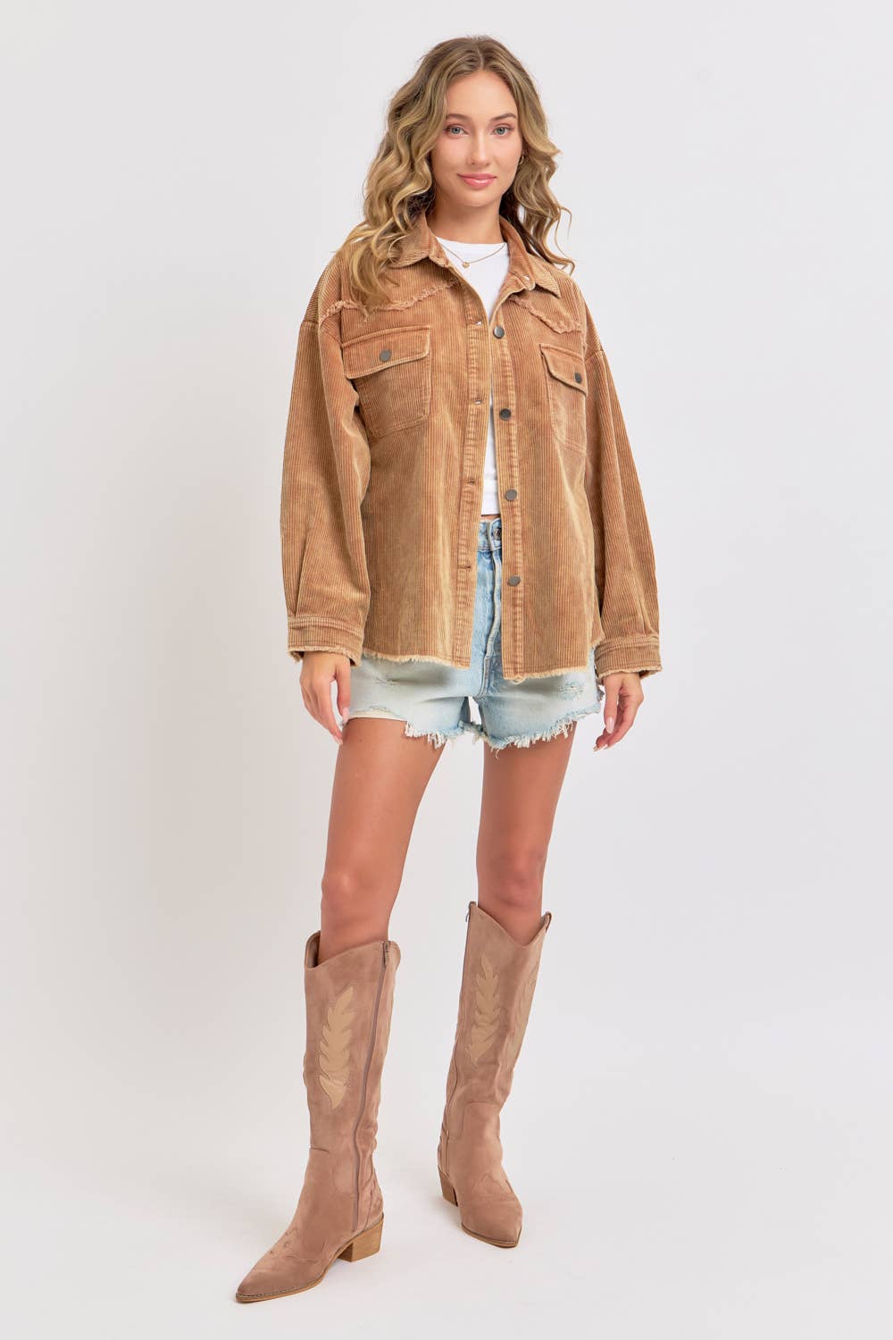 SHACKET MINERAL WASHED CORDUROY: CAMEL / Contemporary / L