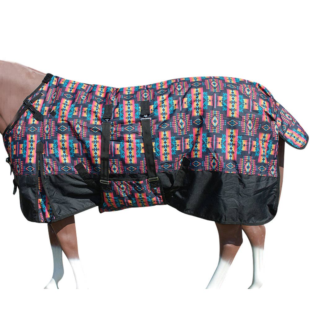 Hilason 1200D Ripstop Waterproof Turnout Winter Horse Blanket Aztec: Black Aztec / 75"