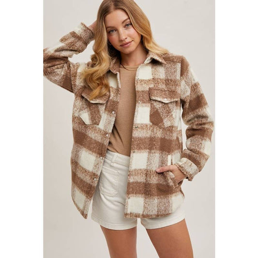 PLAID SHACKET: MOCHA COMBO