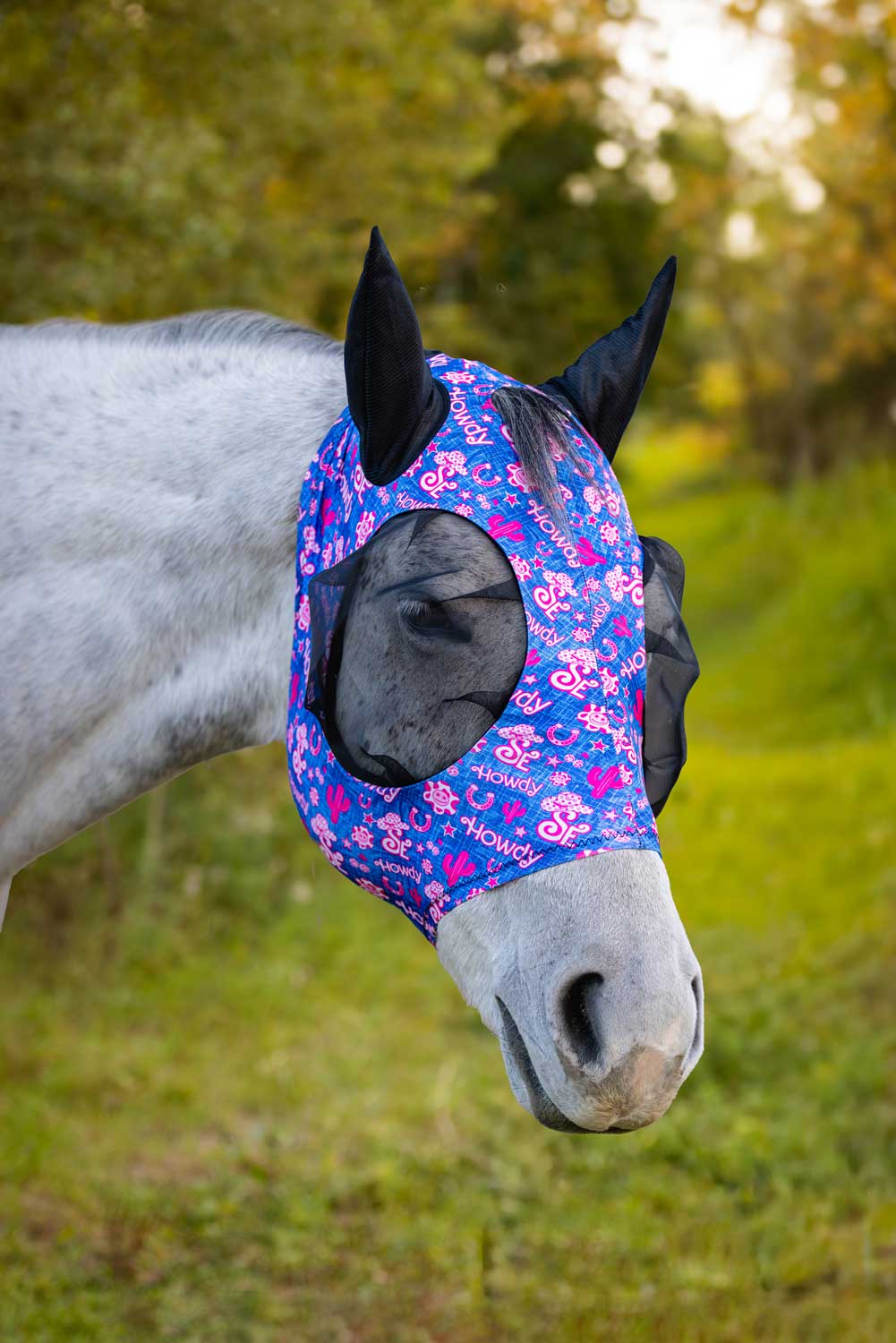 Lycra Fly Mask: Turquoise Glass / Cob