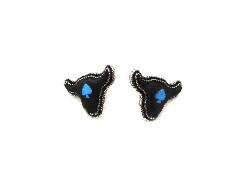 Western Black Cow Head Spade Post Earring