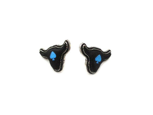 Western Black Cow Head Spade Post Earring