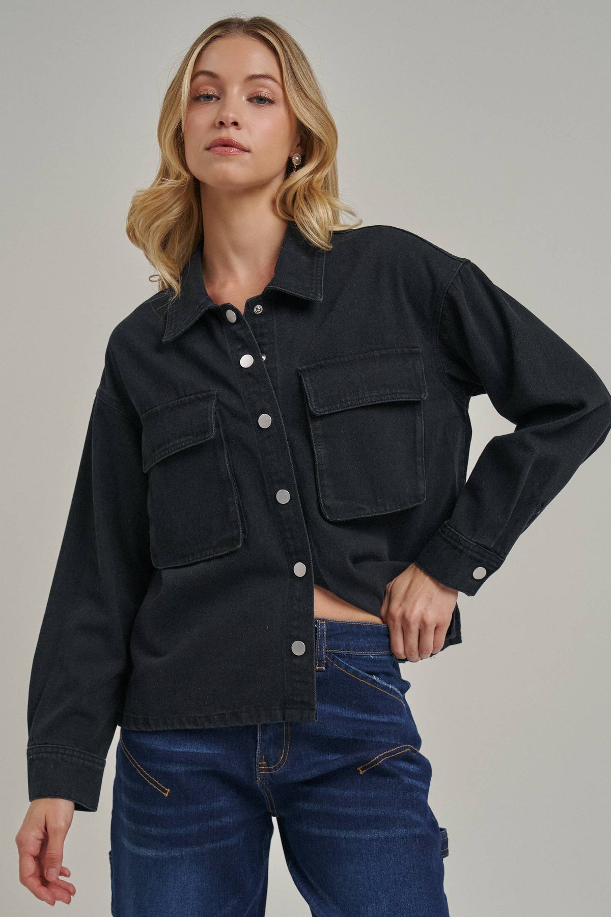 VINTAGE WASHED WESTERN INSPIRED SHACKET _JLT00321-03: VINTAGE TAUPE / S-M-L(2-2-2)