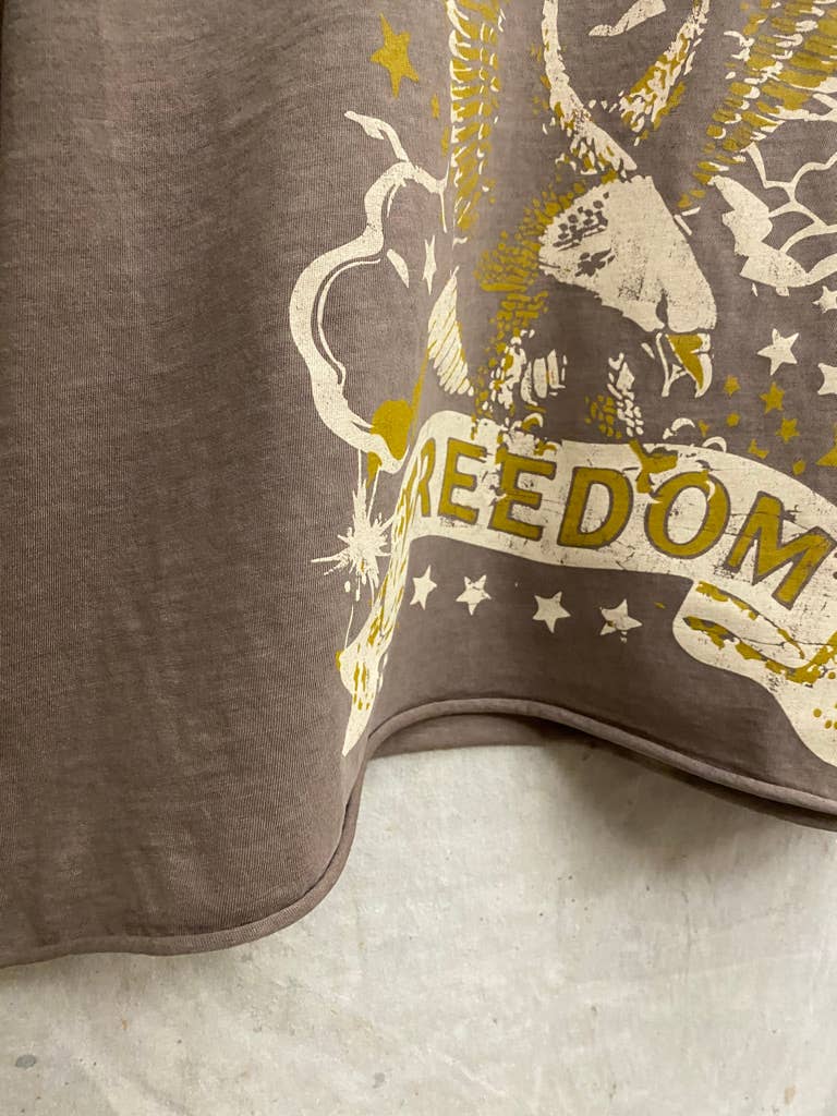 Freedom Vintage Relaxed Crop T-shirt  : Small Charcoal