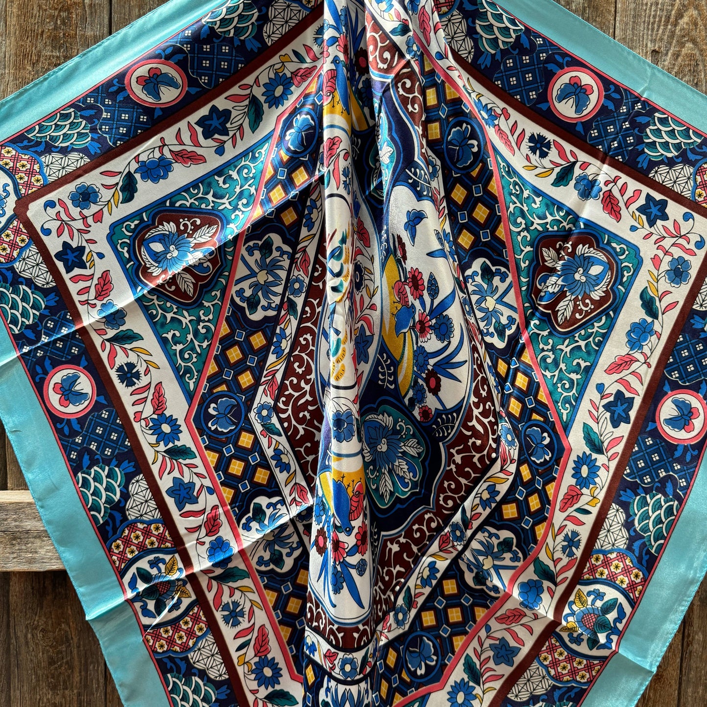 35X35" Blue Multi Pattern Wild Rag / Scarf