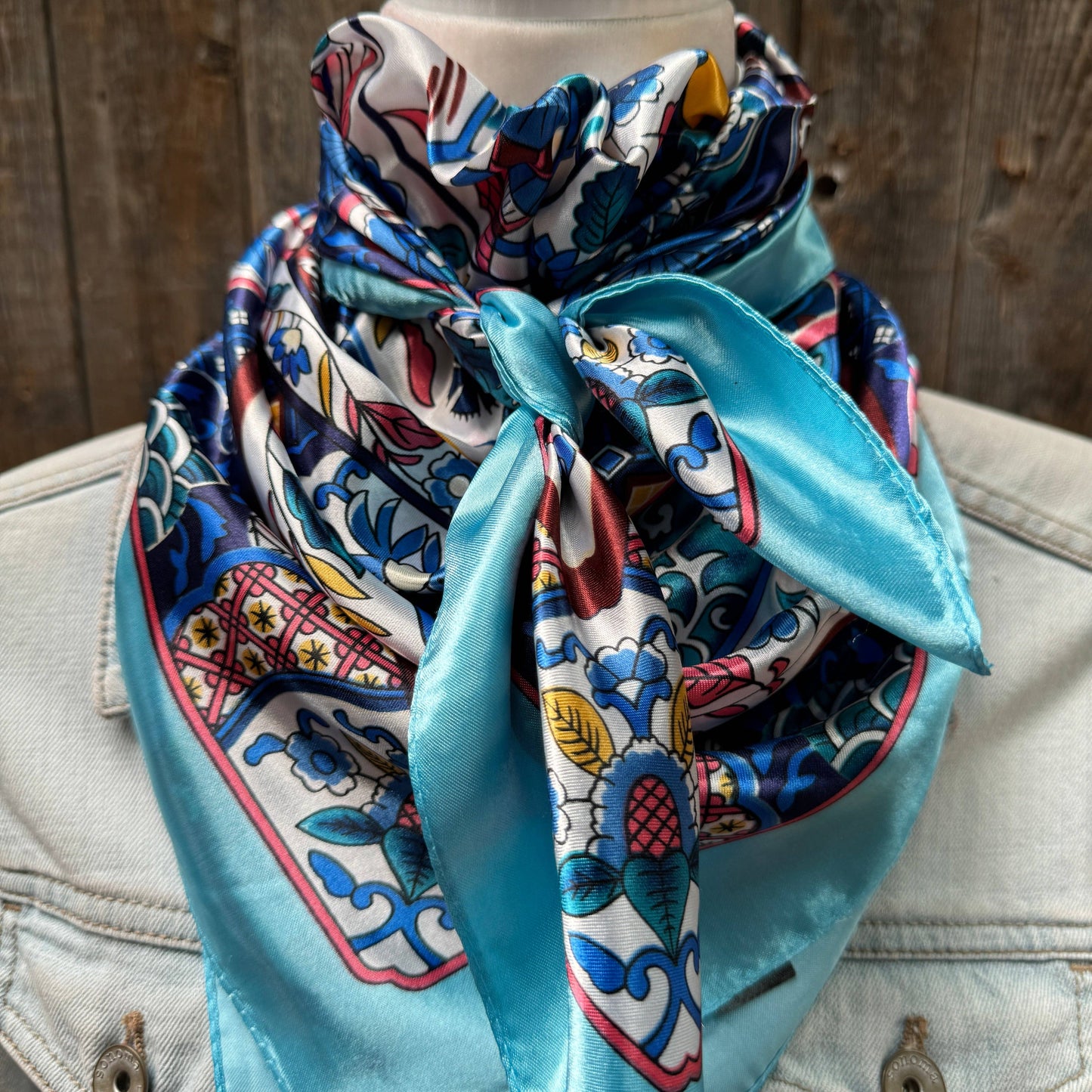 35X35" Blue Multi Pattern Wild Rag / Scarf