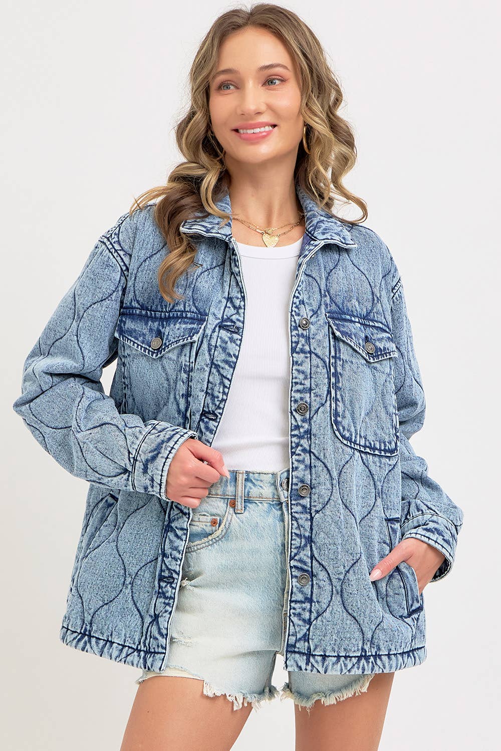 QUILTED DENIM JACKET : DENIM BLUE / Contemporary / M