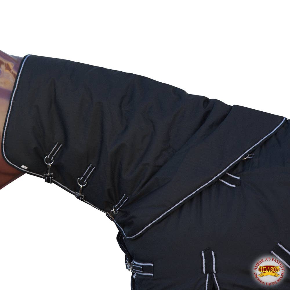 Hilason 600D Winter Waterproof Poly Turnout Horse Hood Neck Cover: Pink Black / Large