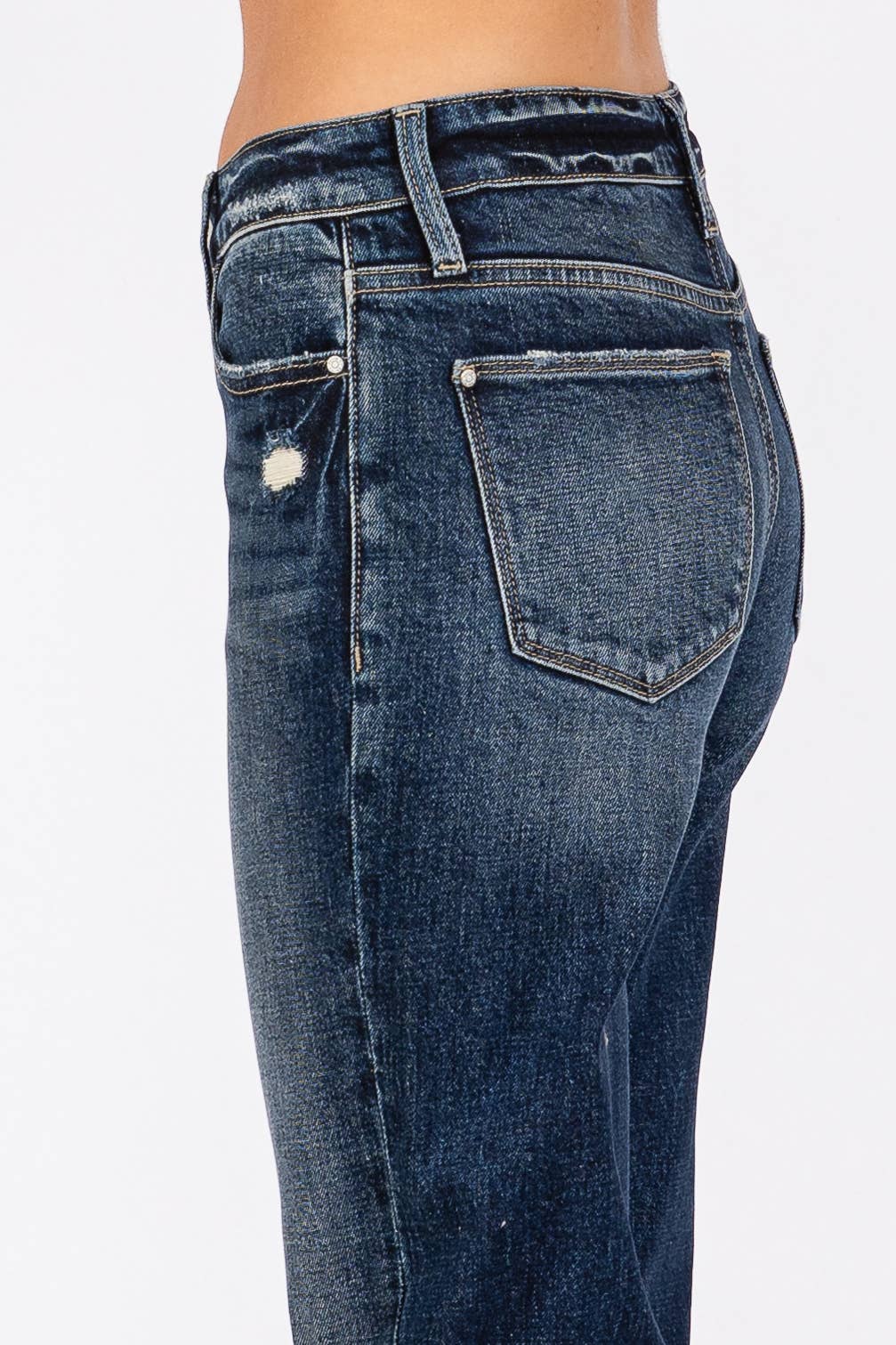 P1313F-DK MID RISE COMFORT RELAXED FLARE W/ CUFFED HEM