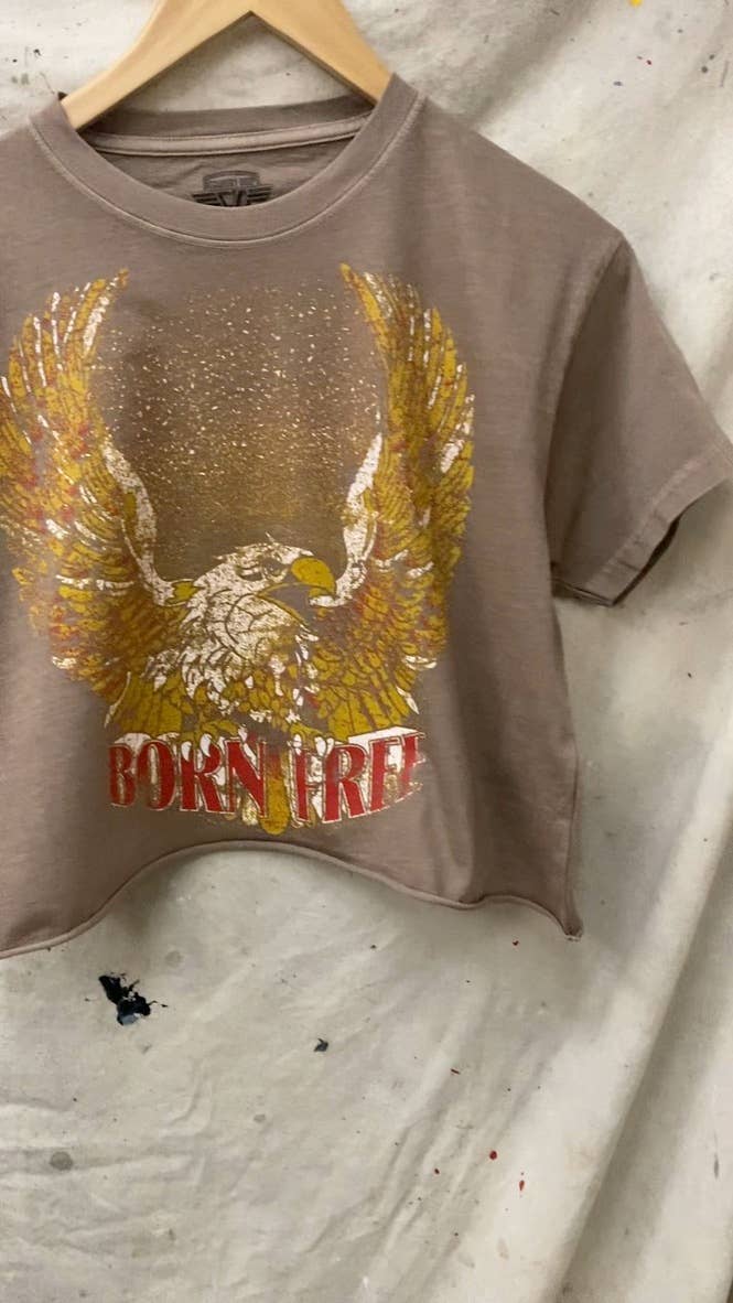 Born Free Relaxed Crop T-shirt  : Medium Faded Brown