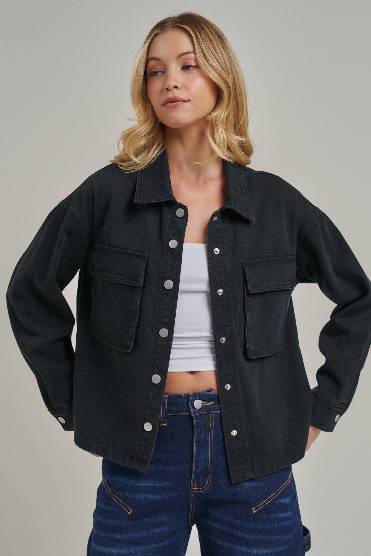 VINTAGE WASHED WESTERN INSPIRED SHACKET _JLT00321-03: VINTAGE TAUPE / S-M-L(2-2-2)