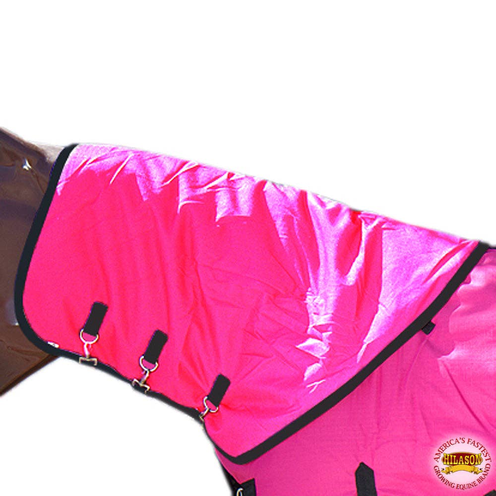 Hilason 600D Winter Waterproof Poly Turnout Horse Hood Neck Cover: Pink Black / Large