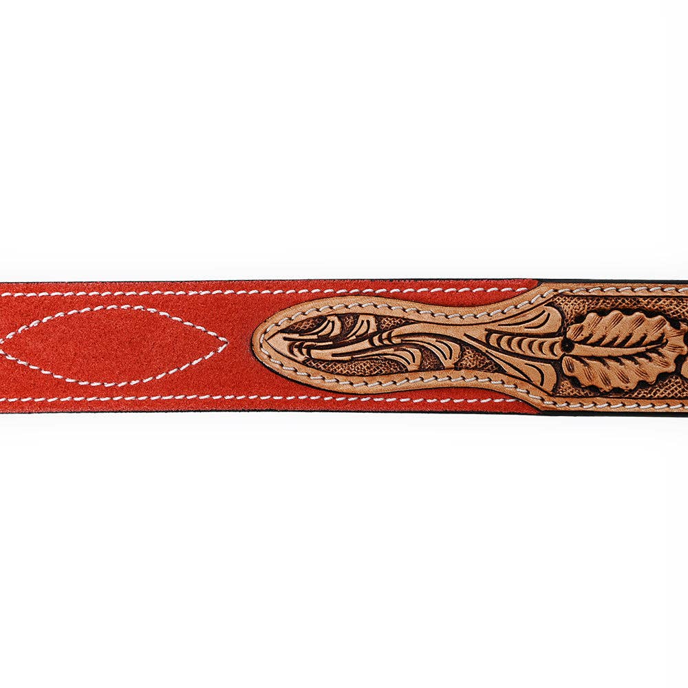 ADBLF330 Beautifully Hand Tooled Genuine American Suede Leather Belt Men and Women: ADBLF330-L