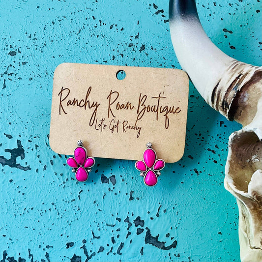 Pink Tri Stone Western Studs