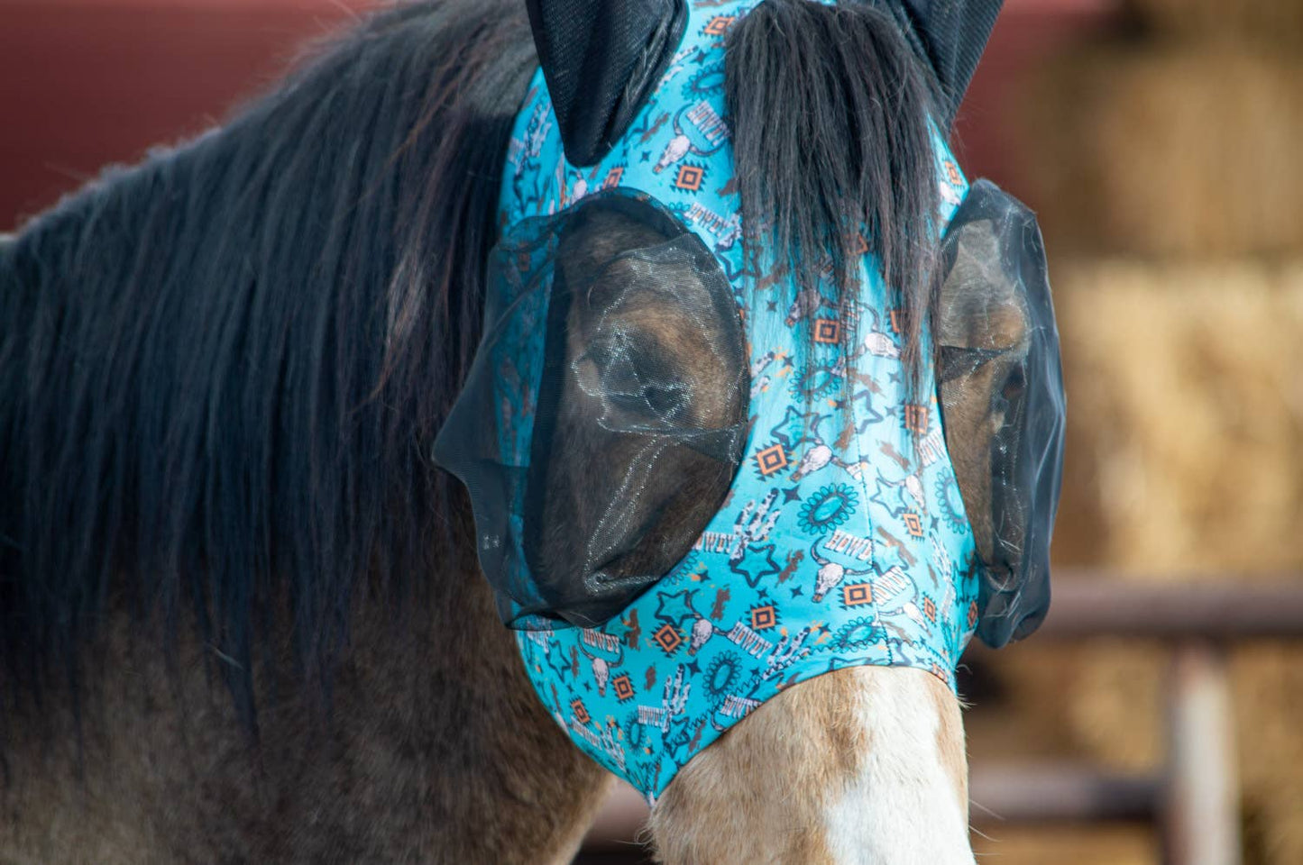 Lycra Fly Mask: Turquoise Glass / Horse