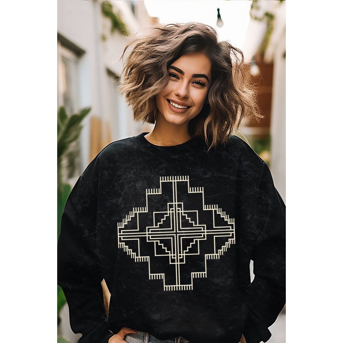 AZTEC PUFF MINERAL GRAPHIC SWEATWHIRTS: Mineral Oatmeal / L