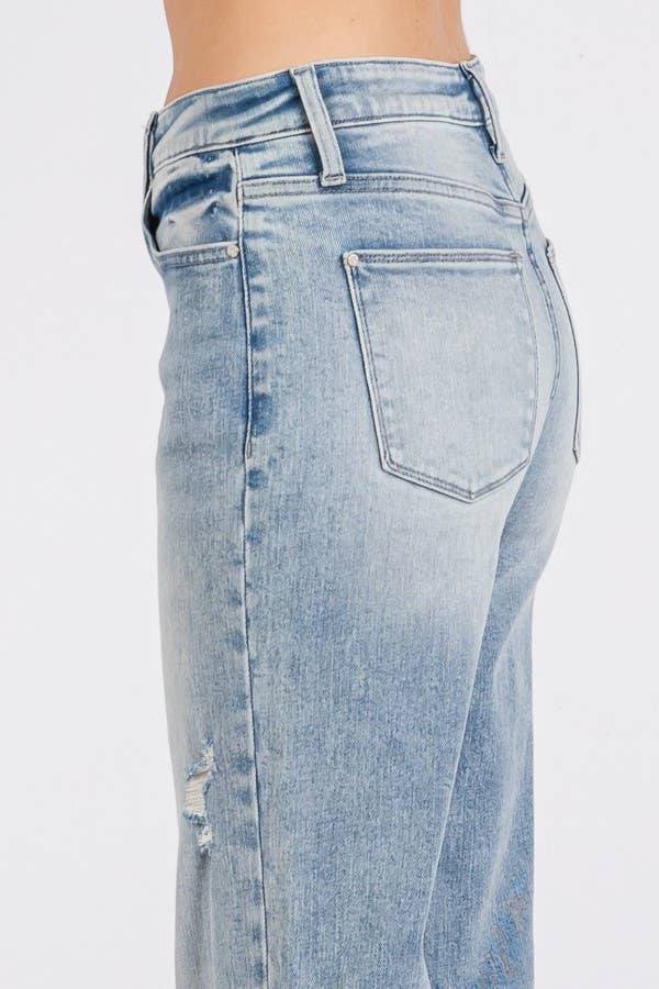 P1370F-LA HIGH RISE SUPER STRETCH WIDE FLARE W/ CUFFED HEM: 13/30