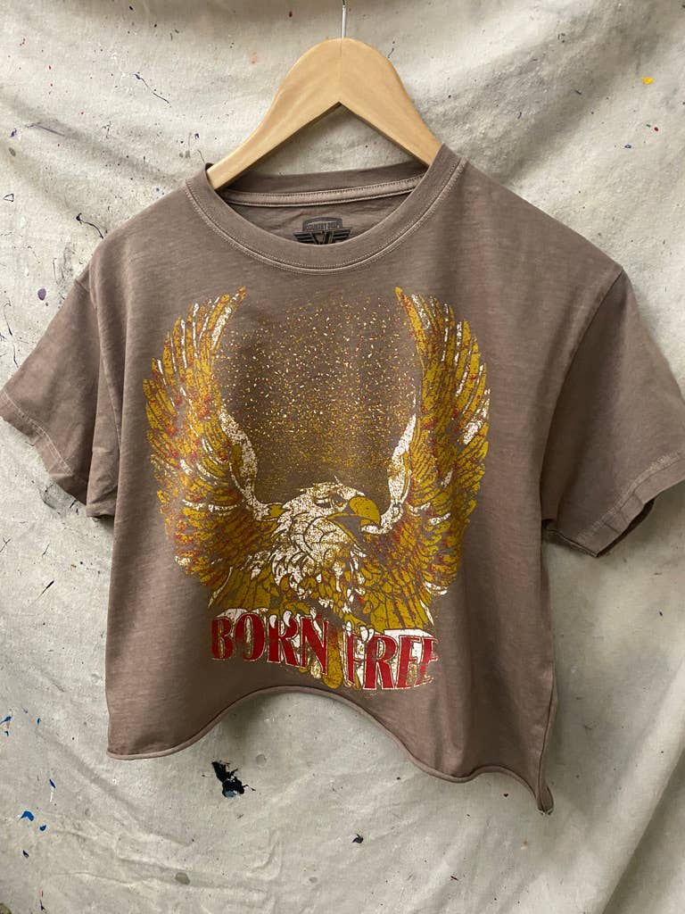 Born Free Relaxed Crop T-shirt  : Medium Faded Brown