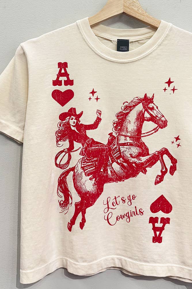 Cowgirl Playing Card Tee : IVORY / CROPPED